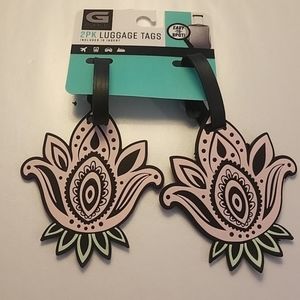 Luggage tag 2pk set lotus blossom new on card